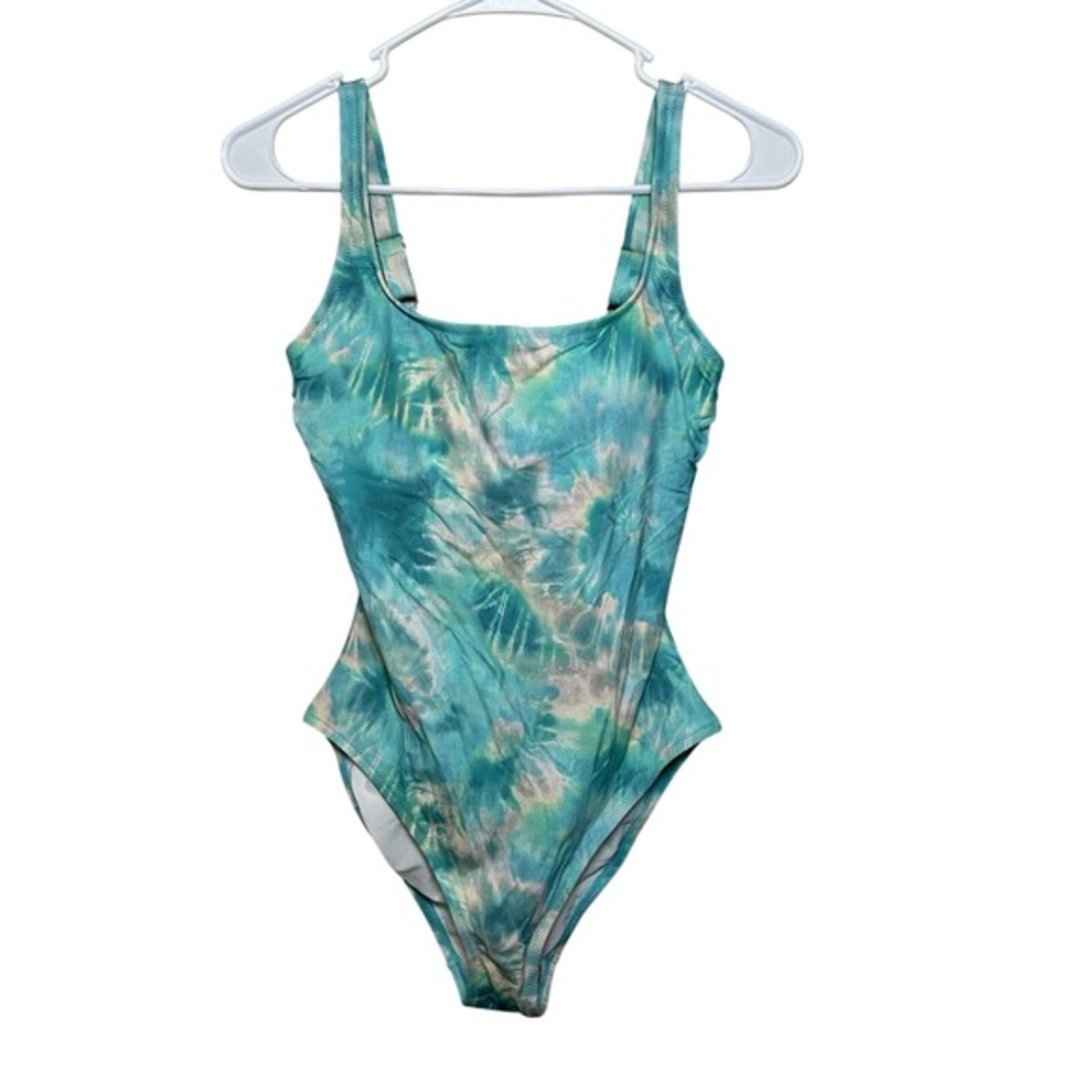 Johnny Was NEW Calme Tie Dye One Piece Swimsuit Aqua Blue Boho Resort Swimwear S